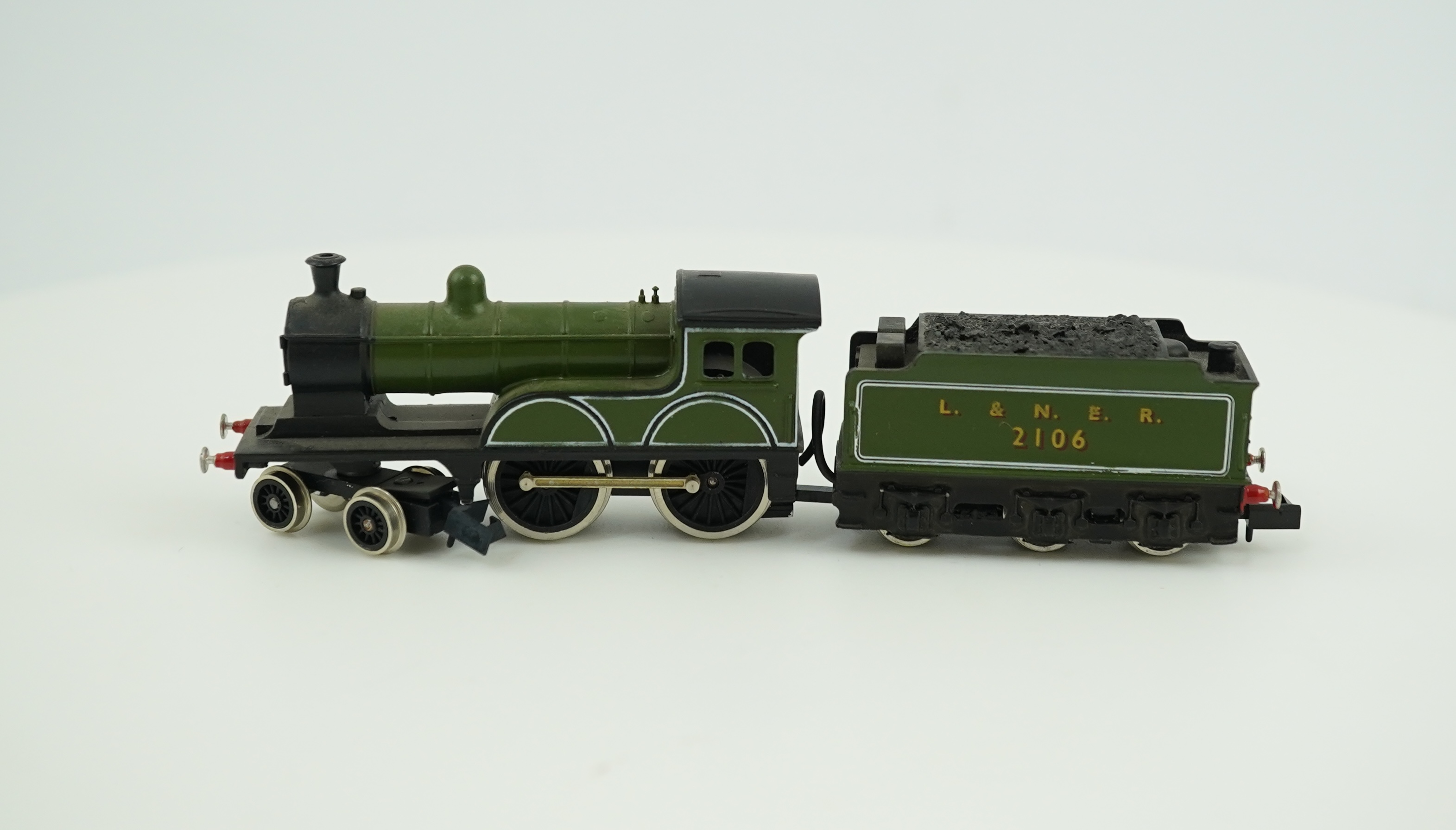 Three boxed Union Mills Models N gauge railway LNER locomotives; a Class D20, 2106, a Class D20, 2106, and a Class J39, 1802. Condition - good.